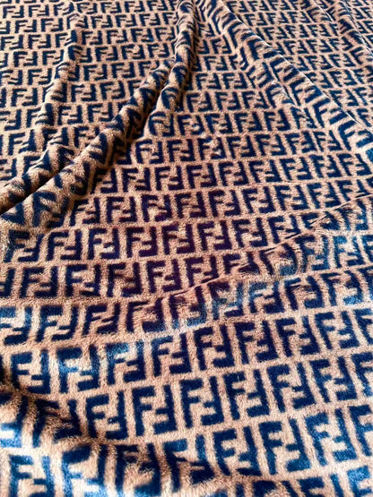 Fashion Brown Fendi Fur Thick Fabric For Handmade Clothing ,Bags ,Shoes By Yards