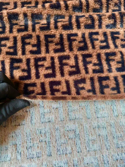 Fashion Brown Fendi Fur Thick Fabric For Handmade Clothing ,Bags ,Shoes By Yards
