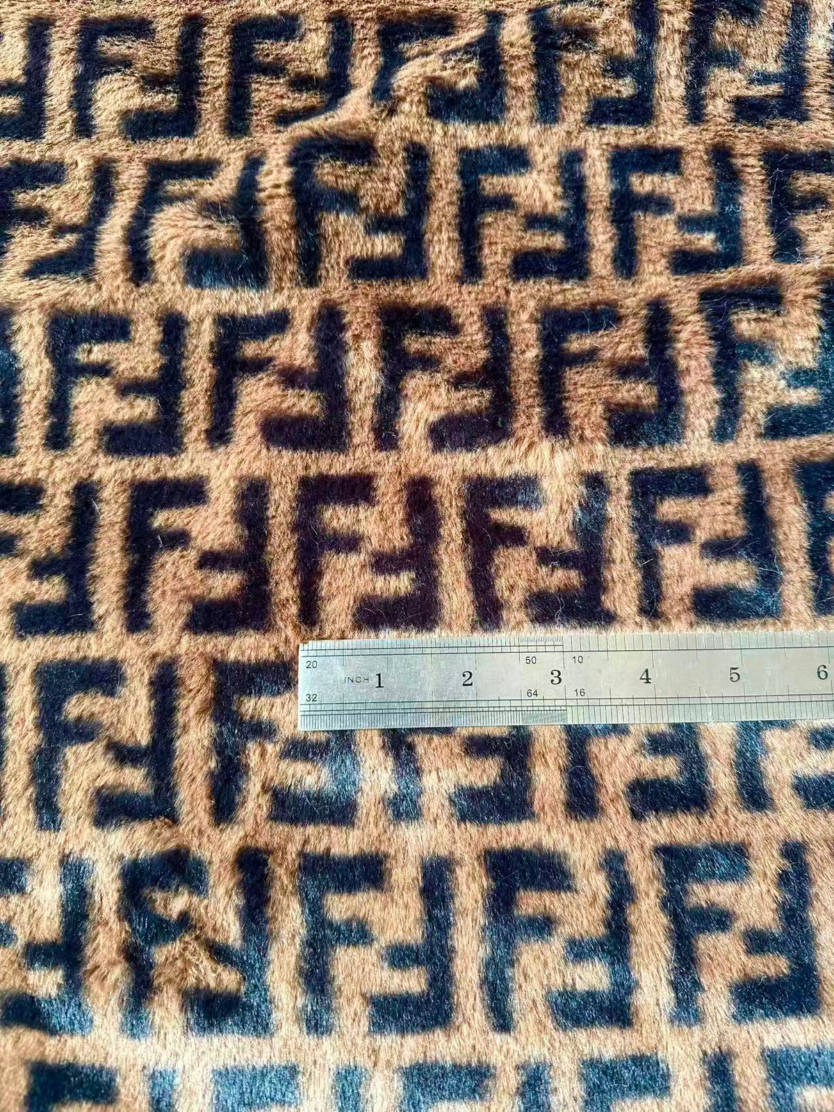Fashion Brown Fendi Fur Thick Fabric For Handmade Clothing ,Bags ,Shoes By Yards