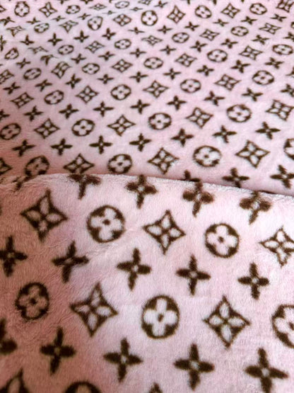 Fashion LV design Pink No LOGO Rabbit Plush Fur Fabric, Cony Fabric For Handmade Clothing ,Bags ,Shoes and Handicrafts By Yards