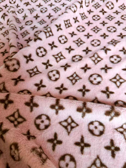 Fashion LV design Pink No LOGO Rabbit Plush Fur Fabric, Cony Fabric For Handmade Clothing ,Bags ,Shoes and Handicrafts By Yards