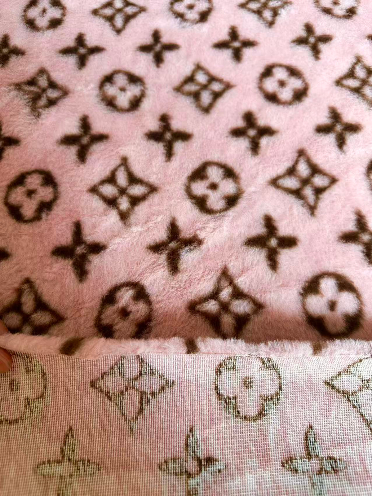 Fashion LV design Pink No LOGO Rabbit Plush Fur Fabric, Cony Fabric For Handmade Clothing ,Bags ,Shoes and Handicrafts By Yards