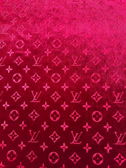 Popular Luxury LV Knitting Velvet Fabric For Handmade Sneaker,Car Upholstery and Apparel By Yard (Burgundy Red)