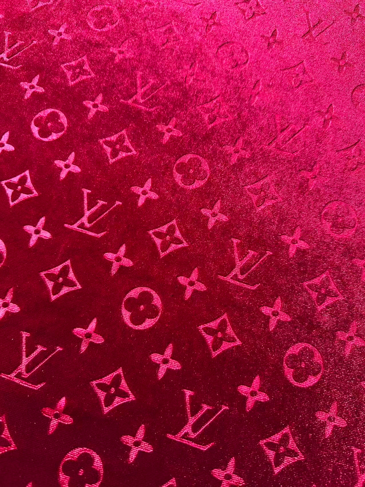 Popular Luxury LV Knitting Velvet Fabric For Handmade Sneaker,Car Upholstery and Apparel By Yard (Burgundy Red)