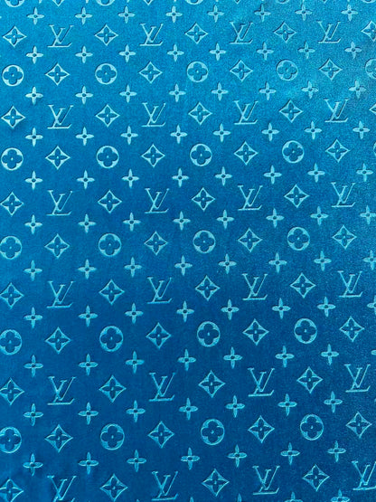 Popular Luxury LV Knitting Velvet Fabric For Handmade Sneaker,Car Upholstery and Apparel By Yard (Royal Blue)