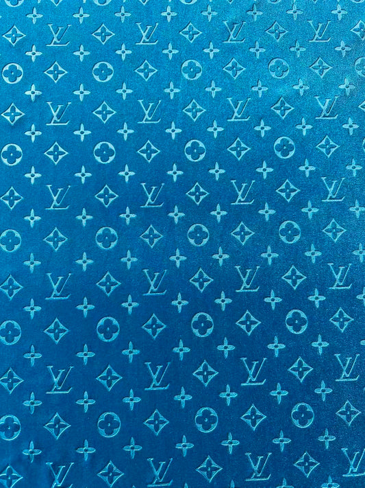 Popular Luxury LV Knitting Velvet Fabric For Handmade Sneaker,Car Upholstery and Apparel By Yard (Royal Blue)