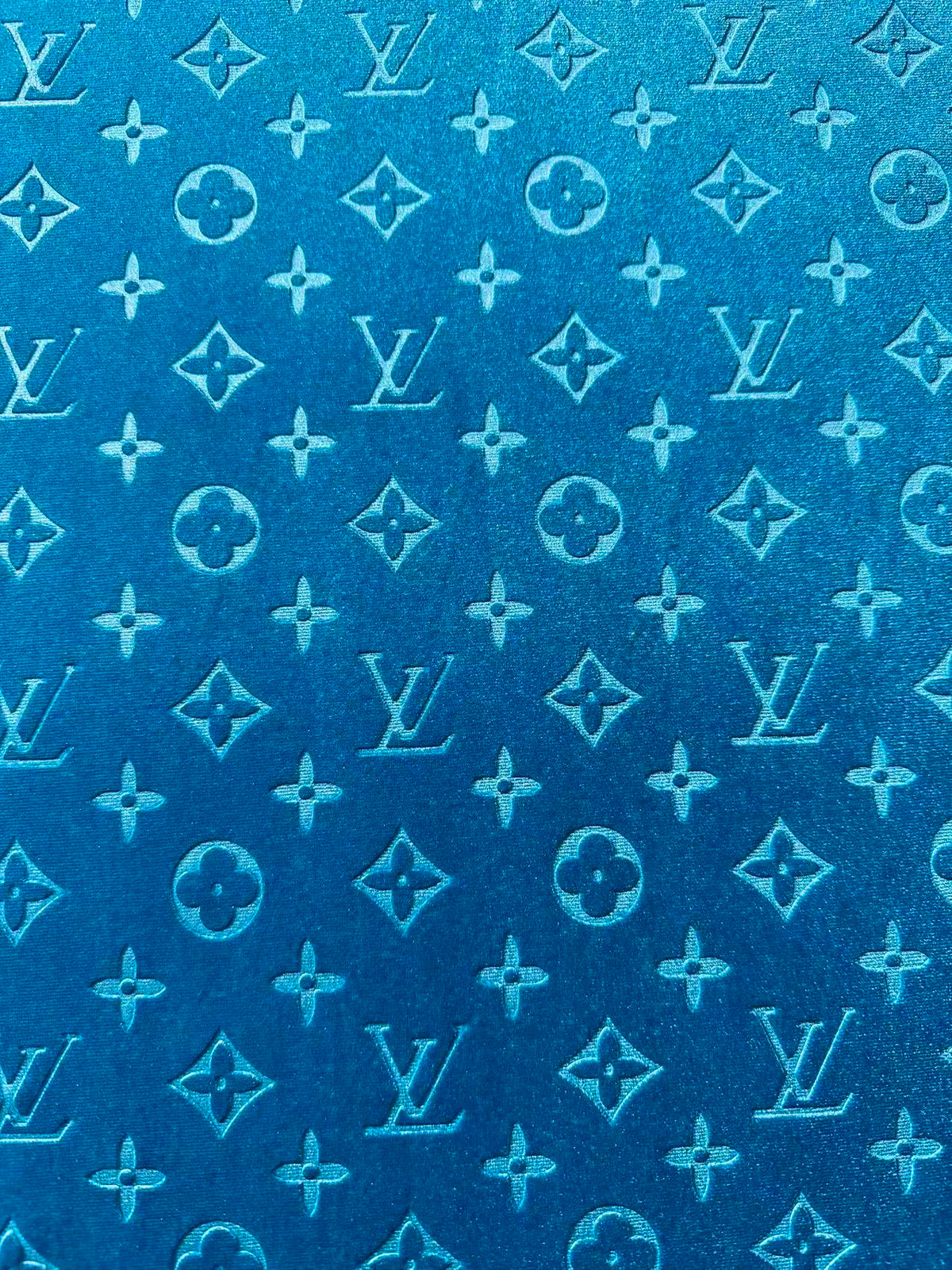 Popular Luxury LV Knitting Velvet Fabric For Handmade Sneaker,Car Upholstery and Apparel By Yard (Royal Blue)