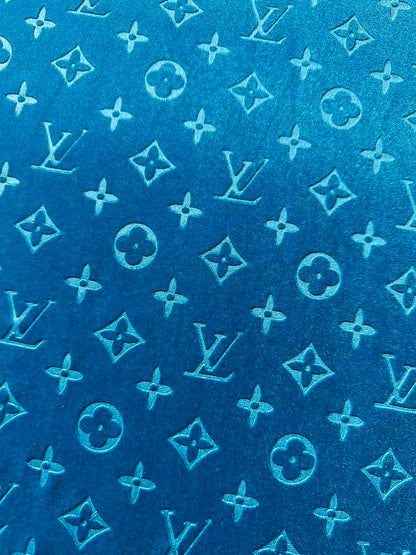 Popular Luxury LV Knitting Velvet Fabric For Handmade Sneaker,Car Upholstery and Apparel By Yard (Royal Blue)