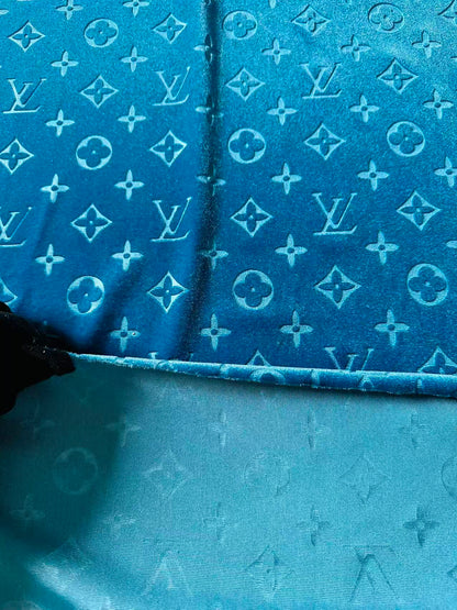 Popular Luxury LV Knitting Velvet Fabric For Handmade Sneaker,Car Upholstery and Apparel By Yard (Royal Blue)