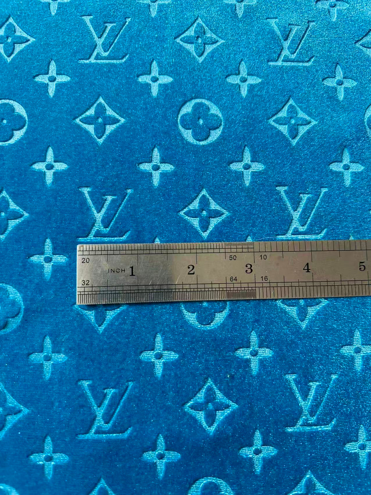 Popular Luxury LV Knitting Velvet Fabric For Handmade Sneaker,Car Upholstery and Apparel By Yard (Royal Blue)