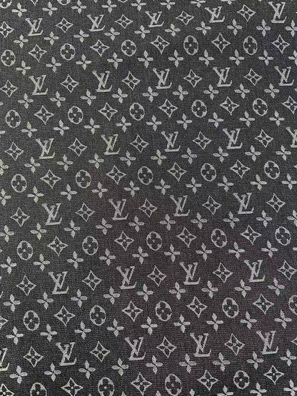Fashion Black LV Denim Woven Jacquard fabric ,Jean Fabric For Handmade Goods By Yard