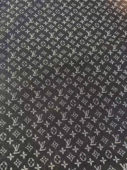 Fashion Black LV Denim Woven Jacquard fabric ,Jean Fabric For Handmade Goods By Yard