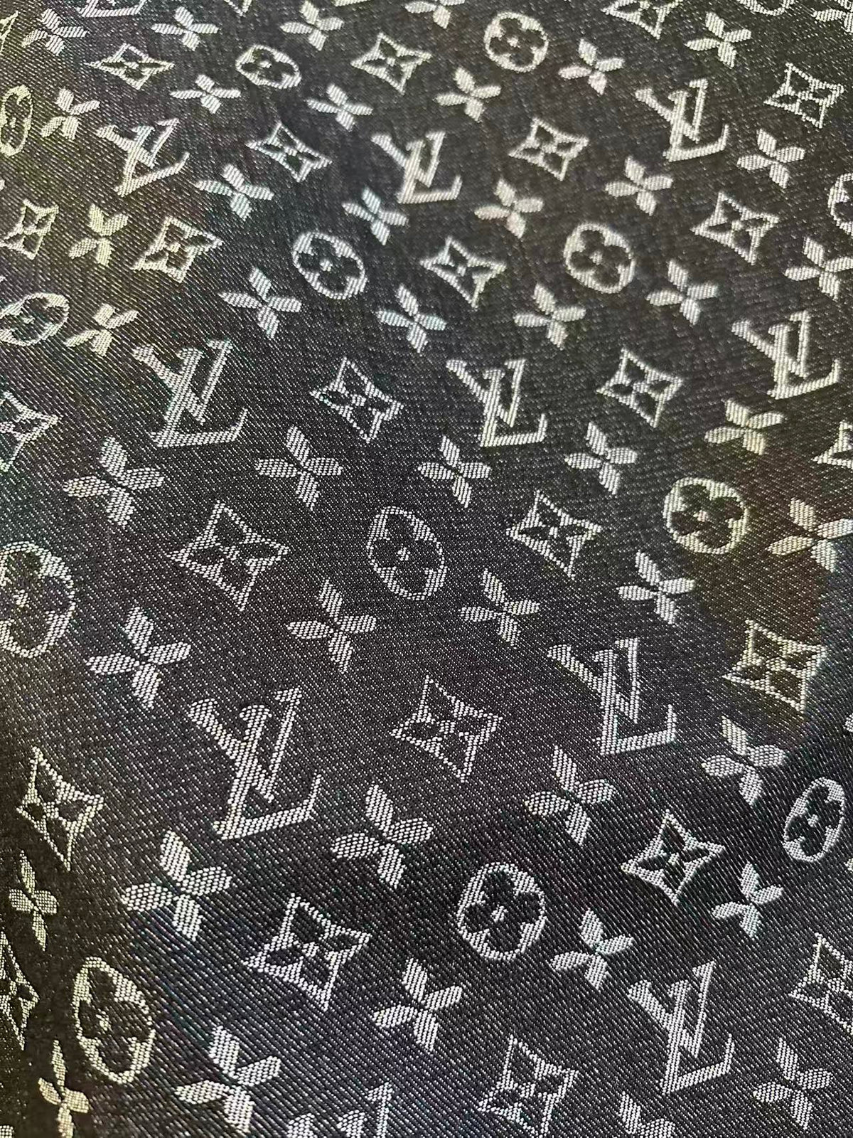 Fashion Black LV Denim Woven Jacquard fabric ,Jean Fabric For Handmade Goods By Yard