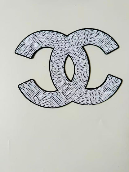 Craft Chanel 9.4"x7" Rectangle Embroidery Sequins Patches For Handmade Apparel