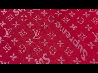 Classic Red LV With Supreme Denim Woven Jacquard fabric , Jean Fabric For Handmade Goods By Yard