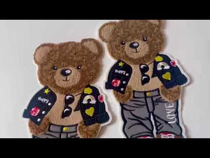 Craft POLO Bear Gentleman 5.7"x10 "Embroidery Jacquard Label For Handmade Handicraft Goods
