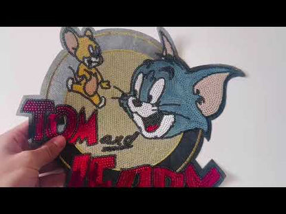 Craft Tom And Jerry 12.5"x10.5"Embroidery Sequins Patches For Handmade Apparel