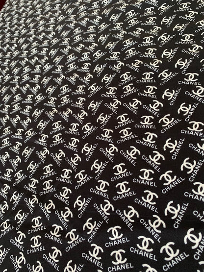 Classic Fashion Printing Fabric Clothes Fabric Mask Fabric Shoes Fabric Elastic fabric (Black)