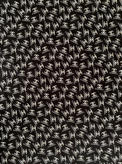 Classic Fashion Printing Fabric Clothes Fabric Mask Fabric Shoes Fabric Elastic fabric (Black)
