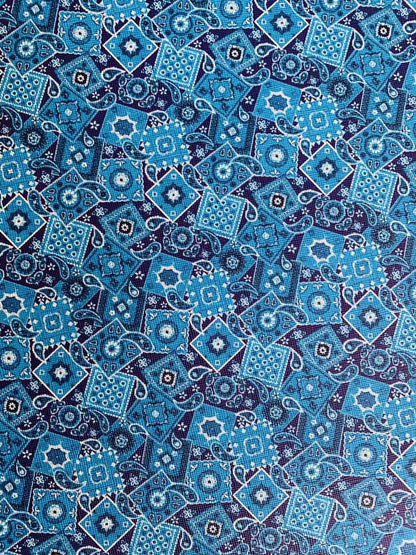 Classic Handmade Bandanas Leather For Shoes Leather ,Bags Leather , Handicraft Leather, DIY Hair Bow Earrings Craft Supplies By Yard (Blue)
