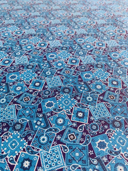 Classic Handmade Bandanas Leather For Shoes Leather ,Bags Leather , Handicraft Leather, DIY Hair Bow Earrings Craft Supplies By Yard (Blue)