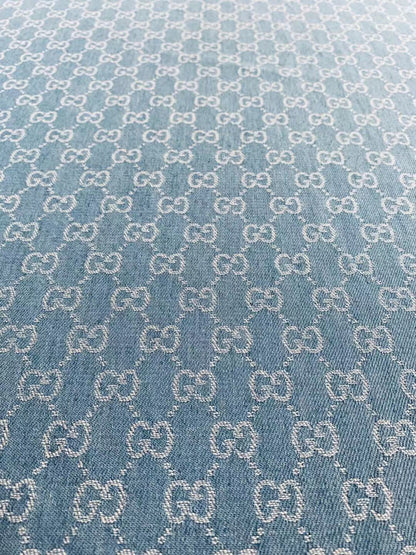 Classic Gucci Wash Denim Woven Jacquard fabric , Jean fabric For Handmade Goods By Yard ( Wathet )
