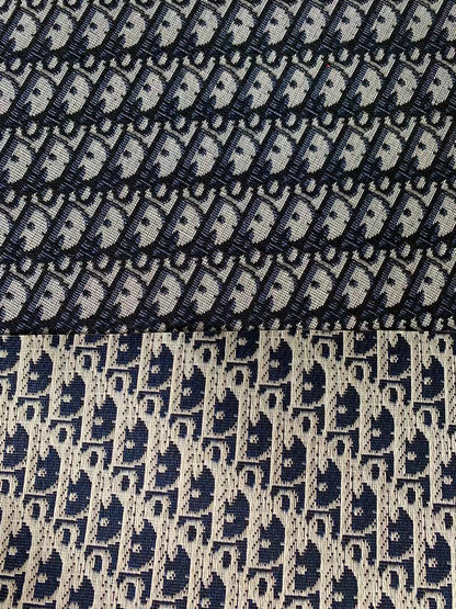 Fahion Dior Canvas Jacquard Fabric Cloth Bags Fabric Shoes Fabric Hat Fabric (Black with Blue)