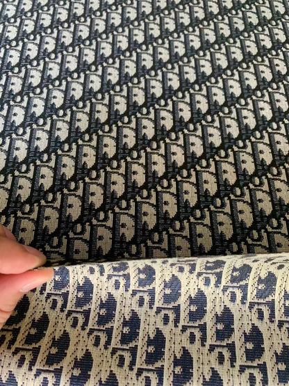 Fahion Dior Canvas Jacquard Fabric Cloth Bags Fabric Shoes Fabric Hat Fabric (Black with Blue)