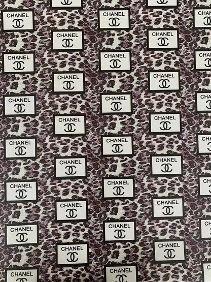 Fashion Chanel with LeoPard Vinyl Leather Fabric For Handmade Goods By Yards