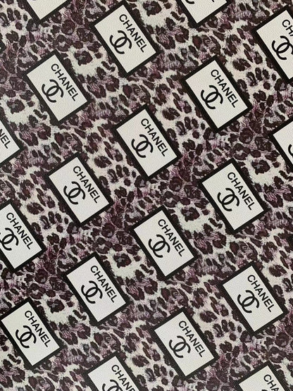 Fashion Chanel with LeoPard Vinyl Leather Fabric For Handmade Goods By Yards