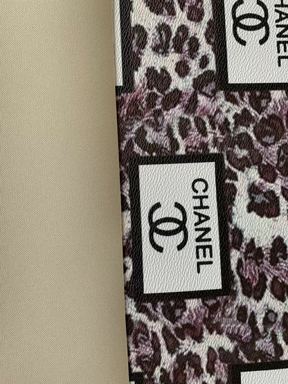 Fashion Chanel with LeoPard Vinyl Leather Fabric For Handmade Goods By Yards