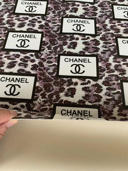 Fashion Chanel with LeoPard Vinyl Leather Fabric For Handmade Goods By Yards