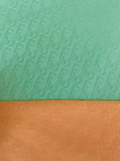 Classic Dior Embossed  Craft Leather Fabric Shoes Leather , Bags Leather Fabric By Yards (Light Green)